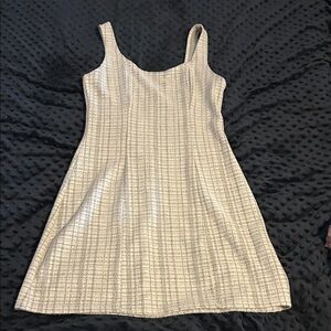 SHEIN Cream and Black Textured dress